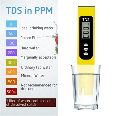 155mm φορητός TDS PH Combo Tester για τη βιομηχανία επεξεργασίας νερού πρότυπα και αποτελεσματικότητα