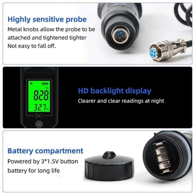 Δείκτης LCD Μετρητής θερμοκρασίας διαλυμένου οξυγόνου Δοκιμαστής DO νερού για ανάλυση υδατοκαλλιέργειας